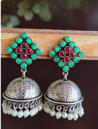 Oxidised Jhumka Earrings