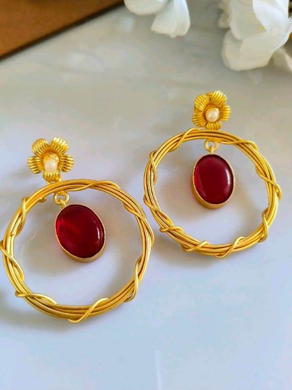 handcrafted Golden Dangler Earrings