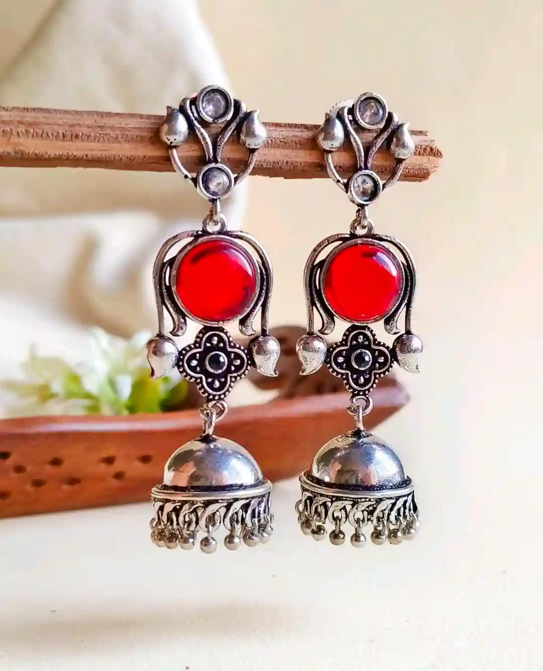 Oxidised Jhumka Earrings