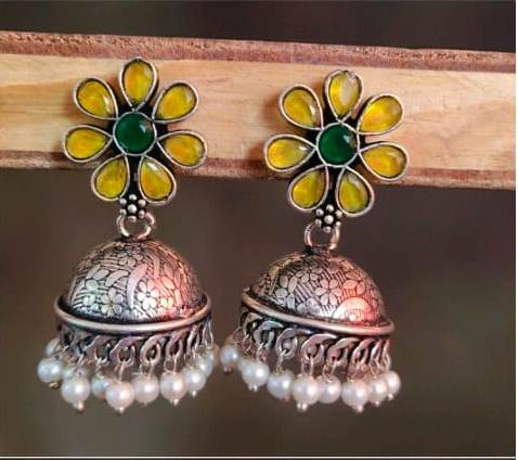 Oxidised Jhumka Earrings