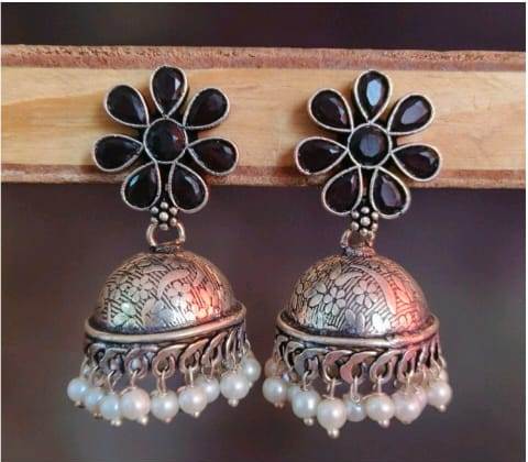 Oxidised Jhumka Earrings